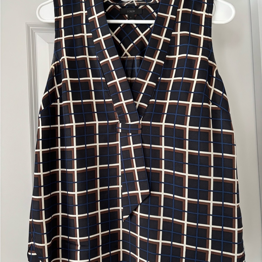 J. Crew Blue and White Checkered Blouse